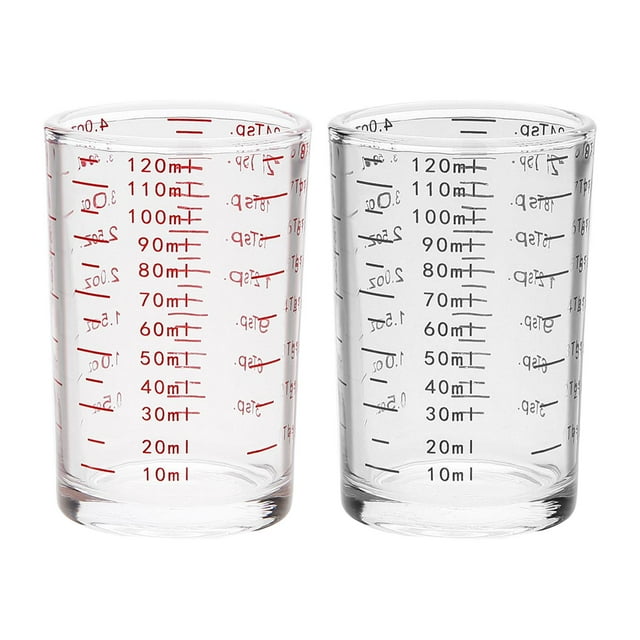 veasfak 2 Pieces Glass Measuring Cup Graduated Beaker Measuring Container for Coffee Black Red