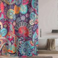 thumbnail image 4 of Mandala Ethnic Decor Shower Curtain Retro Geometric Round Patterns Floral Print Theme Bathroom Set with Hooks,71*71in, 4 of 5