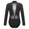 thumbnail image 5 of Vxuxlje Kids Girls Sheer Mesh Long Sleeve Ballet Gymnastics Dance Leotard One Piece Bodysuit Unitard Black 6, 5 of 7
