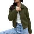 thumbnail image 4 of Hueook Jackets for Women Trendy Womens Fleece Jackets Cropped Zipper Turn Down Collar Coats Fall Casual Trendy Outerwear Army Green L, 4 of 8
