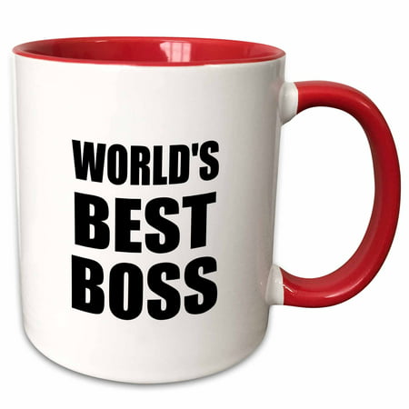 3dRose Worlds Best Boss in black - great text design for the greatest boss - Two Tone Red Mug, (Best The Boss 2)