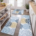 thumbnail image 2 of Blue Floral and Petal Pattern Kitchen Rugs Sets Of 3,Kitchen Runner Rugs Non Skid Washable,Decorative Kitchen Floor Mats for Kitchen,Sink,Laundry,17"x30"+ 17"x47" + 17"x59", 2 of 6