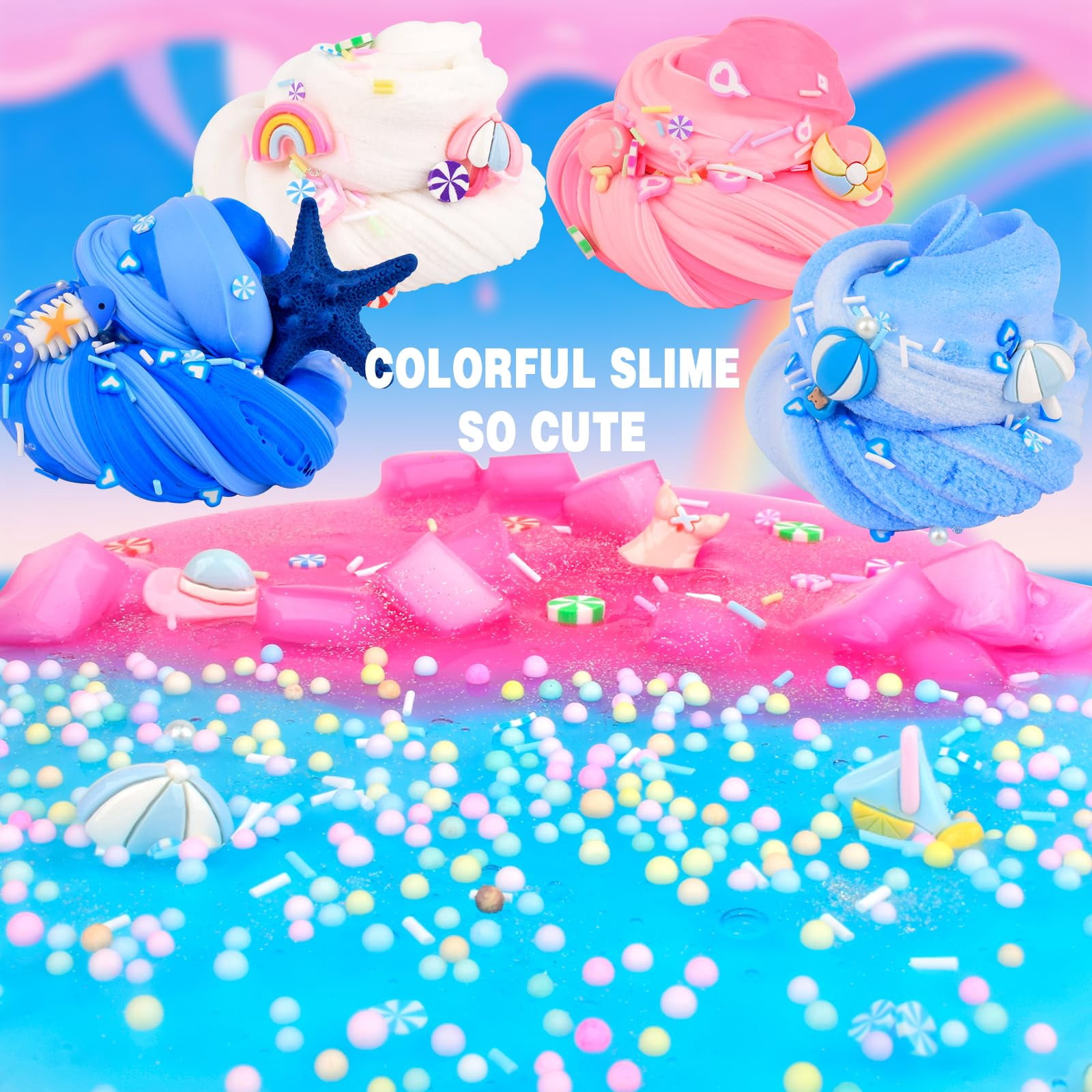6 Pack Slimes Kit, Pink Slime, Cloud Butter & Clear Slime, Party Favors,Goodie Bag Stuffers,Birthday Gift Ideas Cute Stuff