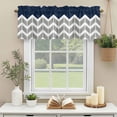 thumbnail image 3 of Herringbone Pattern Window Valance Curtain Vintage Navy Blue Grey Rod Pocket Short Curtain for Living Room, Bedroom & Kitchen Window Decor 54x18in, 3 of 8