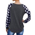 thumbnail image 6 of Women Round Neck Long Sleeve Splicing Plaid Top, 6 of 7