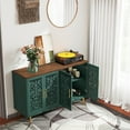 thumbnail image 3 of MROJISC Brown Accent Cabinet,47.8'' Hollow Carving Sideboard Buffet Cabinet with 4 Doors for Entryway,Living Room,Bedroom,Dinning Room, 3 of 6