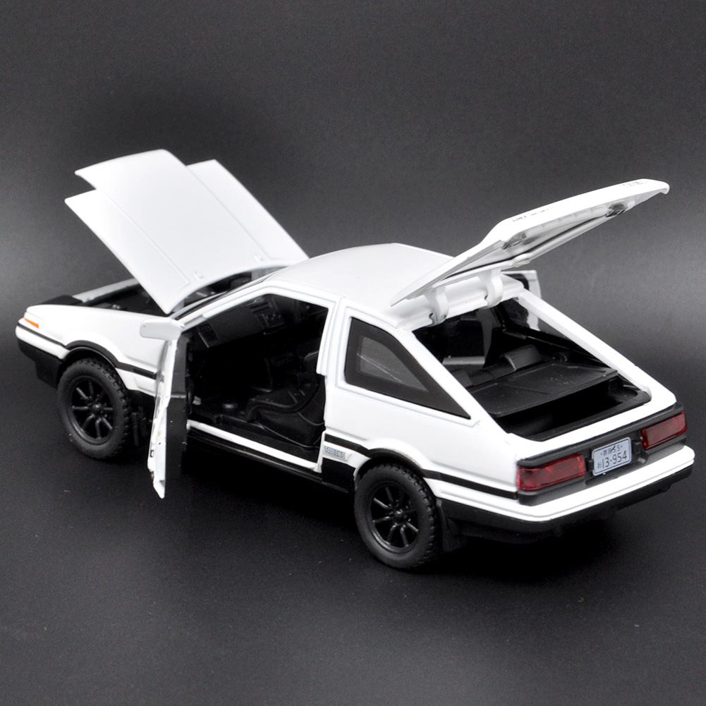 The 1:32 scale is suitable for Toyota AE86 alloy die-cast car models, equipped with openable doors, lights, sound and spring-back function. Boys' toy cars, children's birthday gift toy cars.