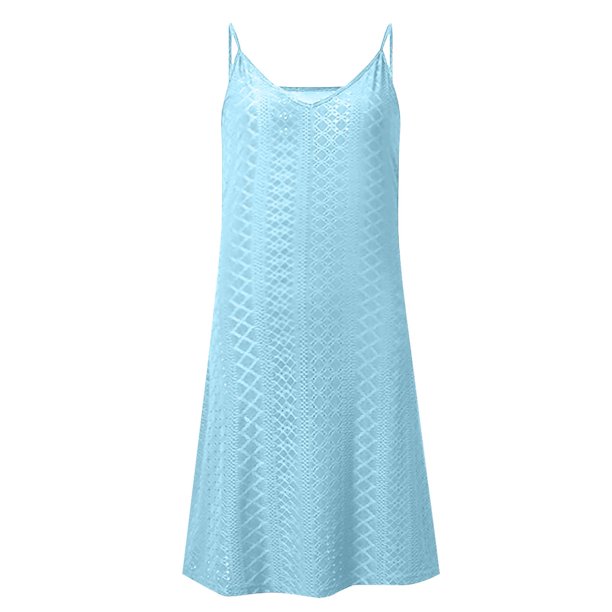Coorders Strappy Midi DressSleeveless V-Neck Mesh Dress for Women's and  Women's Plus, Light Blue,Size,L - Walmart Business Supplies