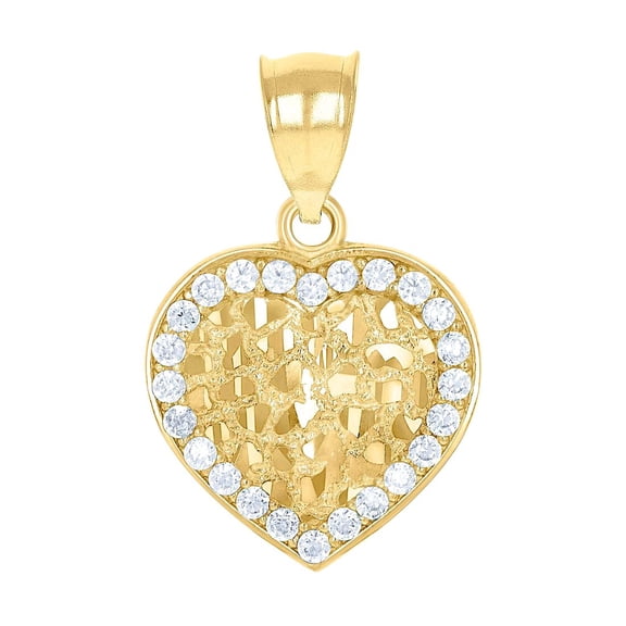 10k Yellow Gold Womens Cubic Zirconia Love Heart Charm Pendant Necklace 24.1x15.6mm Wide Pendant for Women