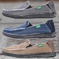 thumbnail image 3 of 4 Colors Raw Edge Canvas Slip-On Hand Stitched Casual Loafers, 3 of 4