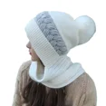 thumbnail image 1 of Winter Scarf Hat with Fleece Lining, Thick Knit Warm Beanie for Cold Weather, 1 of 4