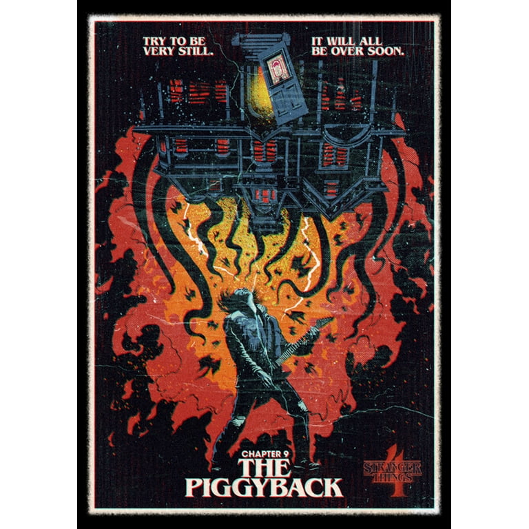 Men's Stranger Things Retro Piggyback Poster T-shirt - Black