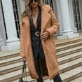 thumbnail image 2 of XFLWAM Winter Coat For Women Faux Fur Fuzzy Fleece Lapel Long Cardigan Faux Fur Warm Winter Outwear Jackets Brown S, 2 of 5