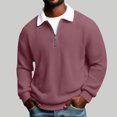 thumbnail image 7 of cocolona Mens Quarter Zip Pullover Tops Long Sleeve Turndown Collar Color Block Shirts Fall Fashion Casual Loose Textured Sweatshirt, 7 of 7