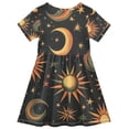 thumbnail image 2 of FORMRS Girls Short Sleeve Dress Summer Casual Round Neck A-line Beach Sundress, Sizes 2T-8T, Sun Moon and Stars Pattern, 2 of 8