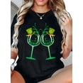 thumbnail image 1 of Women's T Shirts Summer Tops Simple Heart Graphic Shirts Sayings Short Sleeve Vacation Casual Blouse Thankful teeSt. Patrick's Day Print, Casual Women's Round Neck T-Shirt, Comfortable Black Short-S, 1 of 7