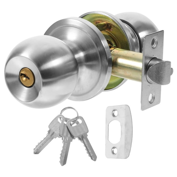 FELTECHELECTR Perilla de puerta con cerradura de acero inoxidable para puerta interior, cerradura de repuesto