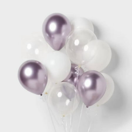 20ct Purple Chrome and White Balloon Pack