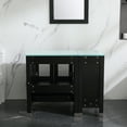 thumbnail image 4 of Wonline 36inch Black Bathroom Vanity with Glass Countertop and Mirror Set, 4 of 5