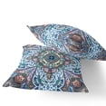 thumbnail image 4 of Set of Two 16" X 16" Blue and Pink Blown Seam Floral Indoor Outdoor Throw Pillow, 4 of 5