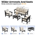 thumbnail image 5 of UDPATIO HDPE Patio Conversation Set, 6-Piece Sectional Outdoor Furniture Set, All-Weather Outdoor Couch Set for Deck, Lawn, Black Frame with Beige Cushion, 5 of 8