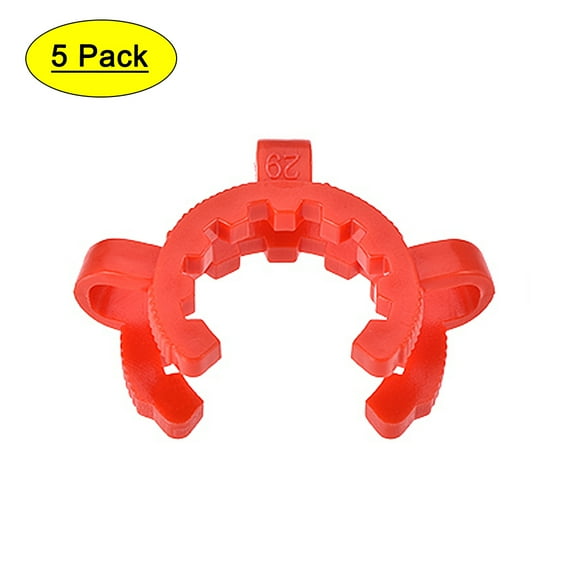 Unique Bargains Lab Joint Clip, Plastic Clamp Mounting Clips for 29/26 or 29/42 Glass Taper Joints Laboratory Connector Red 5Pcs