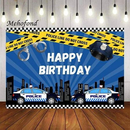 Image of Police Themed Photography Background Policeman Police Child Boy Birthday Party Decorations Backdrop Photo Studio Props