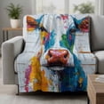 thumbnail image 2 of Abstract Cow Blanket Soft Cozy Warm Throw Blanket for Couch, Plush Fuzzy Flannel Fleece Blankets for Sofa, Farmhouse Colorful Animals Oil Painting Bed Blankets Lightweight Gifts for Women, 30"x40", 2 of 9