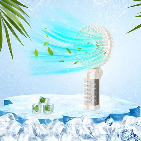 LEFTHIGH Home USB Desktop Folding Fan Handheld Mini Fan with Digital Display Hanging Clip 5 Speeds Rechargeable for Office Travel