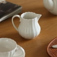 thumbnail image 5 of Ceramic Embossed Cream Pitcher With Handle White Sauce Pot Gravy Boat For Hotel, Restaurant, 5 of 5