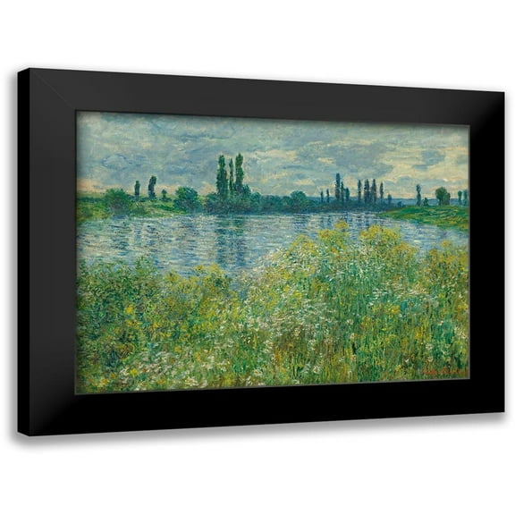 Monet, Claude 14x11 Black Modern Framed Museum Art Print Titled - Banks of the Seine, Vetheuil
