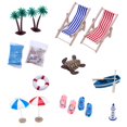 thumbnail image 2 of 14pcs Doll House Mini Beach Set Micro Landscape Summer Shell Sun Bumbershoot Wooden Beach Chair, 2 of 2
