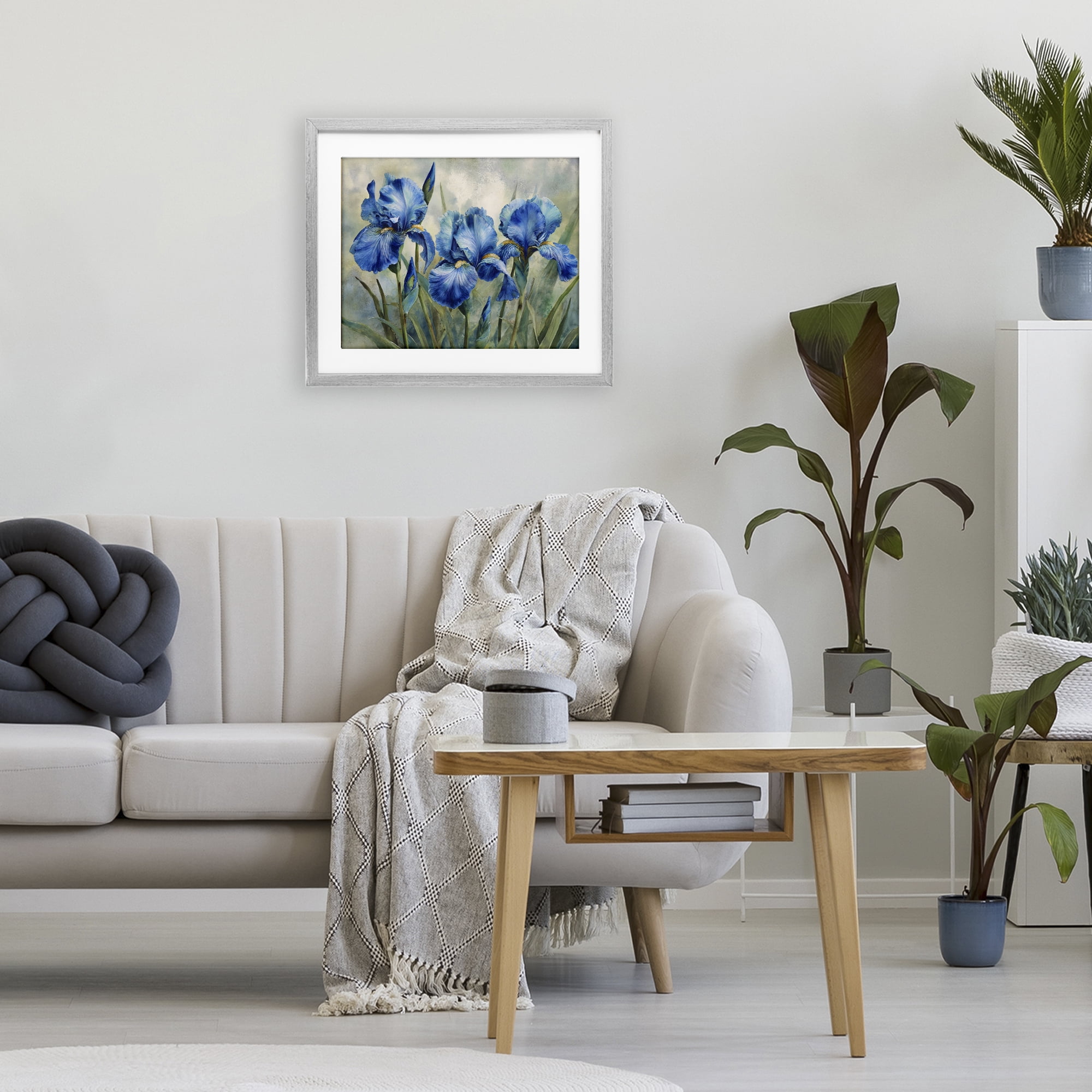 Stupell Industries Drawn Blue Iris Flowers Gray Framed Print Under Glass, design by Franklyn Gregory