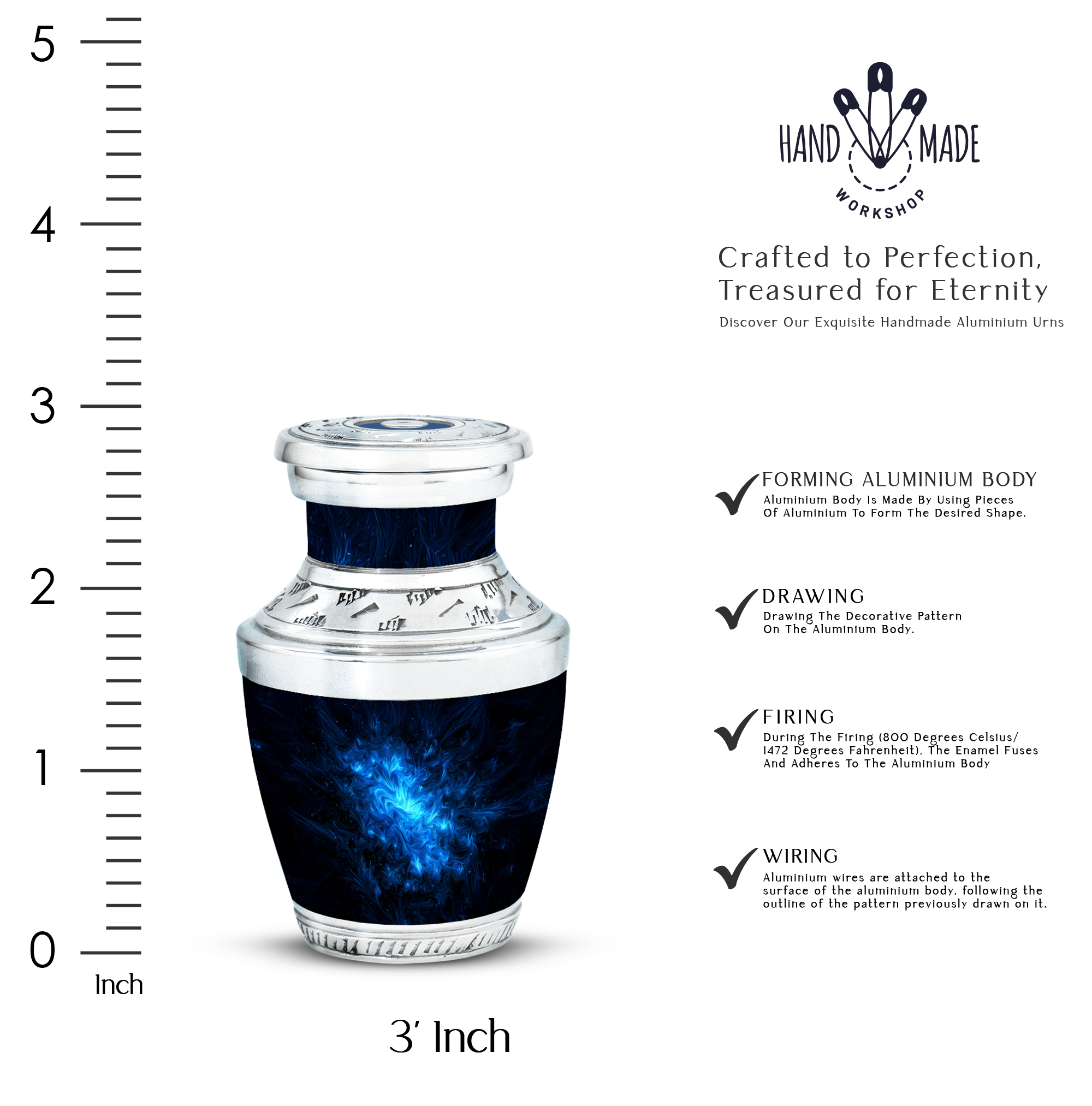 MUKTIVE Abstract Cremation Urns for Human Ashes Adult Female - Blue Keepsake Memorial Urns for Adult Male - Mini Decorative Funeral Urn - Burial Urn for Human Ashes - 3 inch