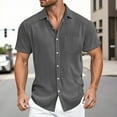 thumbnail image 2 of Afdoent Men's Casual Shirts Male Solid Color Loose Comfortable Vertical Striped Short Sleeve Shirt Classic Fit Summer Tops, 2 of 5