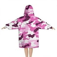 thumbnail image 2 of Purple Pink Camo Classic Shapes Pattern Blanket Hoodies for Kids 6-13YR Oversize Wearable Blanket Hoodies for Boys Girls Teens, 2 of 7