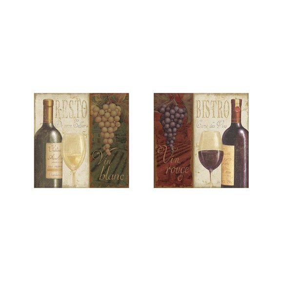 Great Art Now Wine List by Daphne Brissonnet 2 Piece Print Art Set Each 12"W x 12"H