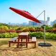 thumbnail image 1 of Gymax Parasol Déporté Suspendu de Patio 11 Pi avec Base d'Inclinaison à 360° Rouge, 1 of 10