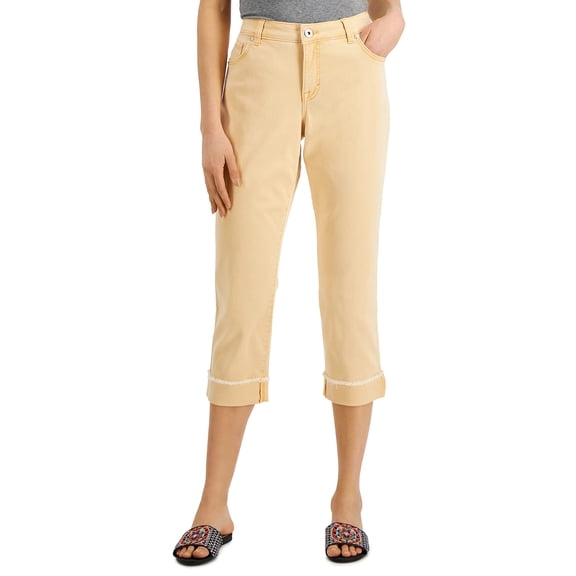 Style & Co Curvy Cuffed Capri Jeans Honeybee Wash 6
