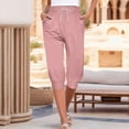 thumbnail image 2 of Pants for Women Casual Sweat Capris 4Th Of July American Flag Independence Day Print Bottom Drawstring Joggers Elastic Womens Pants Pink S, 2 of 6