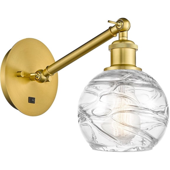 317-1W-SG-G1213-6-LED-Innovations Lighting-Athens - 1 Light Small Wall Sconce In Industrial Style-10.38 Inches Tall and 6 Inches Wide Satin Gold Clear