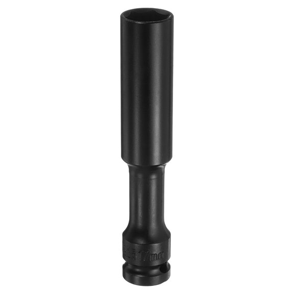 Uxcell Deep Thin Wall Impact Socket 17mm Metric 6 Point Socket 1/2" Square Drive 5" Extra Long CR-V Steel Industrial Grade