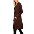 thumbnail image 2 of J. METHOD Women's Open Front Long Sleeve Cardigan Casual Basic Lightweight Soft Sweater with Slouchy Pockets NEWJ1440 Americano S, 2 of 5