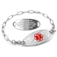 thumbnail image 1 of MedicEngraved Stainless Steel Custom Medical Alert Bracelet - 4mm Paperclip Link, 1 of 8