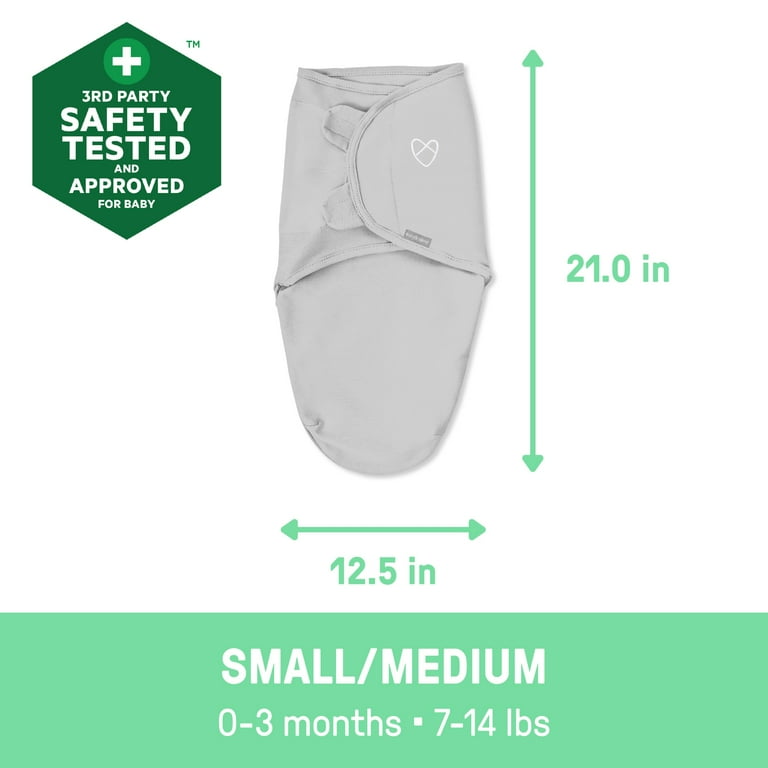 SwaddleMe by Ingenuity Original Swaddle for Baby, 100% Cotton, Improves Sleep & Calms Startle Reflex, 0-3 Months, 1.0 TOG, 2-Pack - I Heart You
