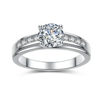 MABELLA 1.50 Carat TCW Round Cut CZ 925 Sterling Silver Engagement Ring