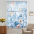 thumbnail image 3 of Blue Coastal Sheer Curtains 45 Inches Long, Starfish Coral Summer Beach Nautical Light Filering Curtains, Breathable Simi Curtain Privacy Drapes for Kitchen Bathroom Small Window Treatment, 3 of 9