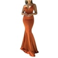 thumbnail image 2 of Wycnly Womens Dresses Sleeveless V-Neck Solid Casual Maxi Summer Dress Spaghetti Strap Sexy Slim Party Prom Elegant Mermaid Dresses Orange XL, 2 of 7