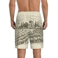 thumbnail image 3 of Kdxio Vineyard Landscape Print Mens Sleep Shorts Bottoms Soft Comfy Pajama Wear Pants with Drawstring Pockets, 3 of 7