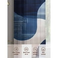 thumbnail image 3 of Blue Geometric Sheer Curtains for Living Room Bedroom Vintage White Blue Abstract Art Sheer Curtains 63 Inch Long 2 Panels Set Light Filtering Curtain Window Treatments Drapes for Dining Room, 3 of 6